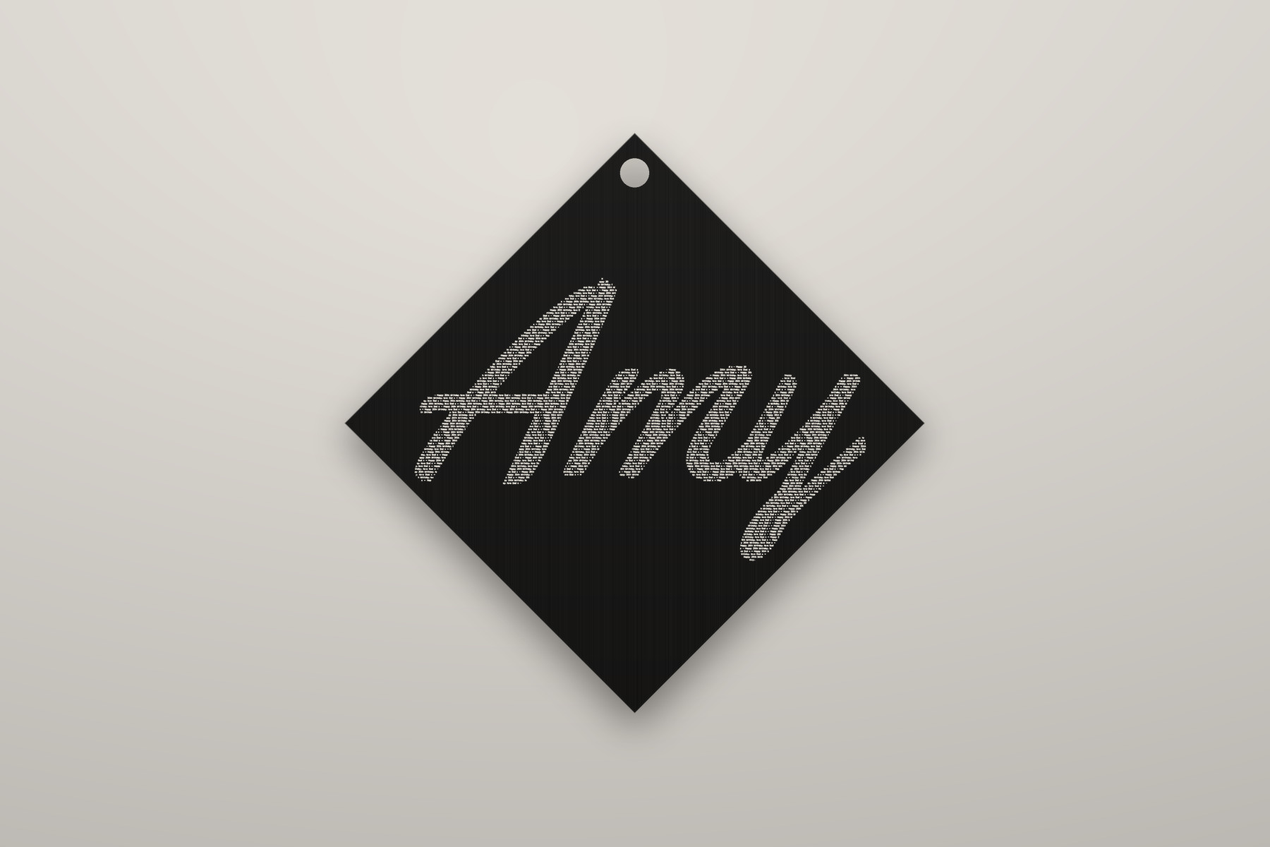 A name in microtext on the diamond