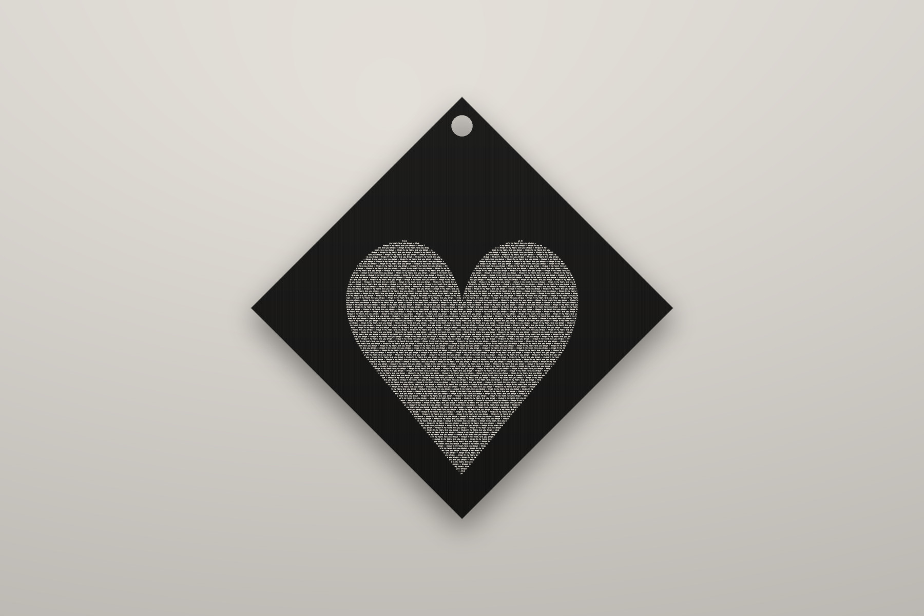 A heart, built from the same message, on the diamond